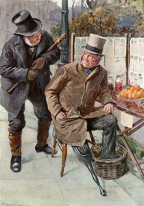 Mr. Boffin och Silas Wegg (färg litho) av Harold Copping
