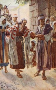 Nya Testamentet: "Varför förföljer du mig" (färglitografi) av Harold Copping
