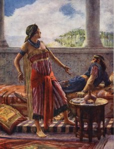 Gamla testamentet: En ond kung och drottning (färglitografi) av Harold Copping
