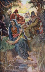 Gamla testamentet: Vid Babylons floder (färglitografi) av Harold Copping