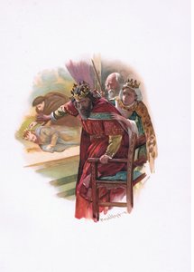 Drottning Gertrud, illustration från Hamlet av Harold Copping