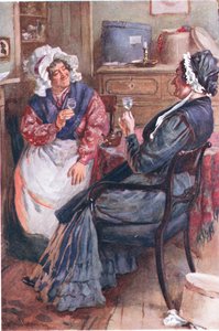 Sarah Gamp och Betsey Prig, illustrationer till Character Sketches from Dickens sammanställda av B.W. Matz, 1924 av Harold Copping