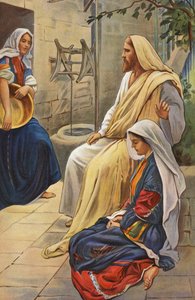 Marthas och Marias hem (färglitografi) av Harold Copping