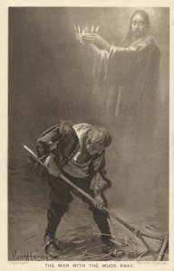 Mannen med muckkrattan (litografi) av Harold Copping