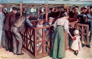 Barnens sandlåda mellan däck på SS Empress of Britain av Harold Copping