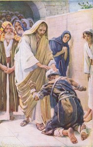 Helandet av den spetälske, illustration från Harold Copping Pictures: The Crown Series, ca 1920-talet