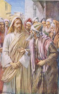 The question of the Sadducees, illustration från Harold Copping Pictures: The Crown Series, ca 1920-talet