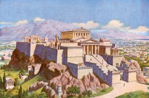 Den atenska Akropolis från väst