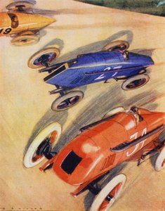 På tävlingsbanan (färglitografi) av Harold Robert Millar