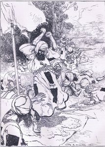 The death of the Khalifa, illustration från Cassells History of England, 1900-talet av Harold Robert Millar