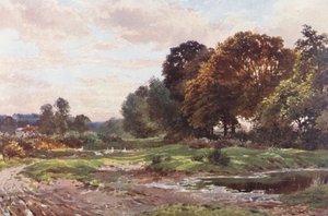Ett hörn av Esher Common (färglitografi) av Harold Sutton Palmer