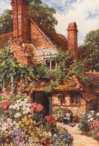 A Cottage Home, Compton (färglitografi) av Harold Sutton Palmer