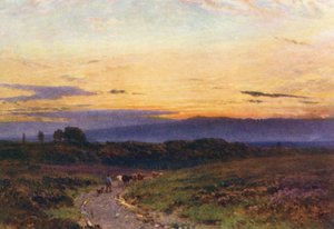 En sommarkväll, Milford Common (färglitografi) av Harold Sutton Palmer