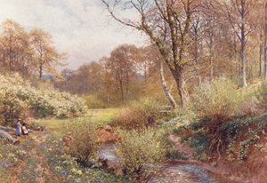 I Spring Woods, Ockley (färglitografi) av Harold Sutton Palmer