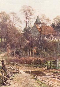Pyrford Church, nära Woking (färglitografi) av Harold Sutton Palmer