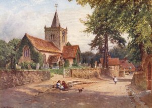 Witley Church (färglitografi) av Harold Sutton Palmer