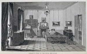 Michael Faradays studie på andra våningen vid The Royal Institution, från Henry Bence Jones 