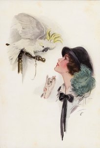 En påskhatt (färglitografi) av Harrison Fisher