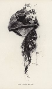 Karaktär från romanen, The One Way Out, av Bettina Von Hutten (litho) av Harrison Fisher
