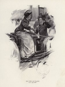 Karaktärerna Jane Cable och Graydon från romanen Jane Cable, av George Barr McCutcheon (litho) av Harrison Fisher
