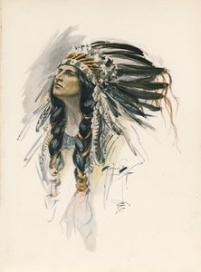 Longfellows sång om Hiawatha (färglitografi)