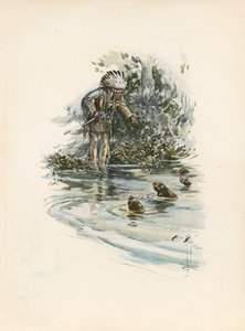 Longfellows sång om Hiawatha (färglitografi)