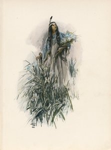 Longfellows sång om Hiawatha (färglitografi)