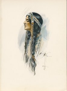 Longfellows sång om Hiawatha (färglitografi) av Harrison Fisher