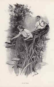 Man och kvinna i en kanot (litho) av Harrison Fisher