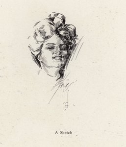 Pennskiss porträtt av en kvinna (litho) av Harrison Fisher