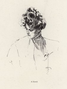 Porträtt av en kvinna (litho) av Harrison Fisher