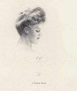 Porträtt av en kvinna i profil (litho) av Harrison Fisher