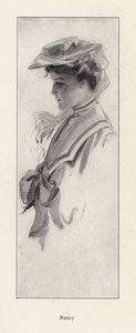 Porträtt av en kvinna som heter Nancy (litho) av Harrison Fisher