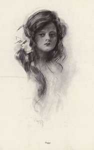 Porträtt av en ung flicka som heter Peggy (litho) av Harrison Fisher