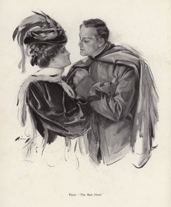 Scen från The Man Hunt (litho) av Harrison Fisher
