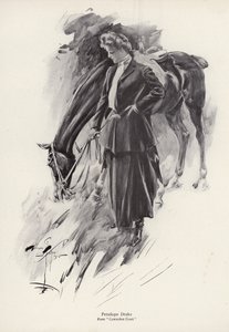 Karaktären Penelope Drake från romanen Cowardice Court av George Barr McCutcheon (litho) av Harrison Fisher