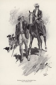 Två karaktärer, Penelope Drake och Randolph Shaw från romanen Cowardice Court, av George Barr McCutcheon (litho) av Harrison Fisher