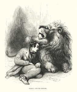 Lejon och hans skötare (gravyr) av Harrison William Weir