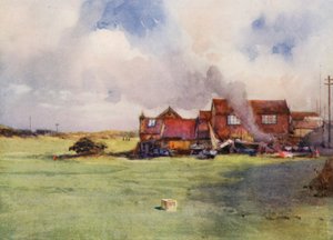 Golfbanor: Bembridge, en slinga av "kattens vagga" (färglitografi)