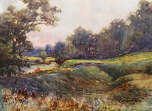 Golfbanor: Cassiobury Park, det nya adertonde hålet (färglitografi)