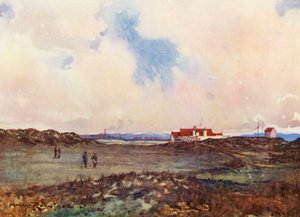 Golfbanor: Portmarnock, det andra slaget på det artonde hålet (färglitografi)