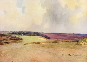 Golfbanor: Walton Heath, andra slaget vid sjunde hålet (färglitografi)