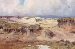 Golfbanor: Westward Ho! carry på femte tee (färglitografi)