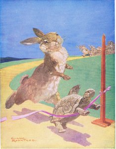 Haren och sköldpaddan (färg litho)