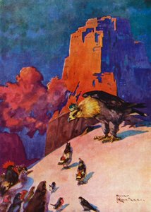 Den lilla rapphönans stulna ägg (färg litho) av Harry Rountree