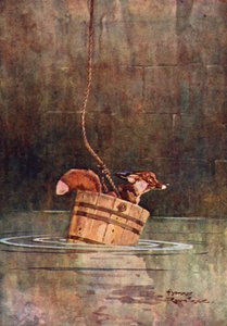 Vargen och räven (färg litho) av Harry Rountree