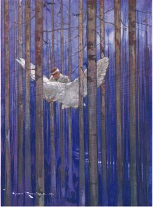 Ugglan och Gilbert hade fantastiska turer i månskenet (från The Forest Foundling) (färg litho)
