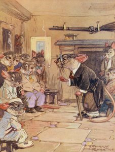 Aesops fabler: Mössen i rådet (färglitografi)