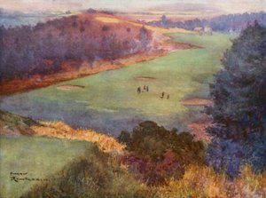 Golfbanor: Sunningdale, tionde hålet (färglitografi)