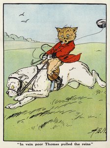 "Förgäves stackars Thomas drog i tyglarna" (färg litho)